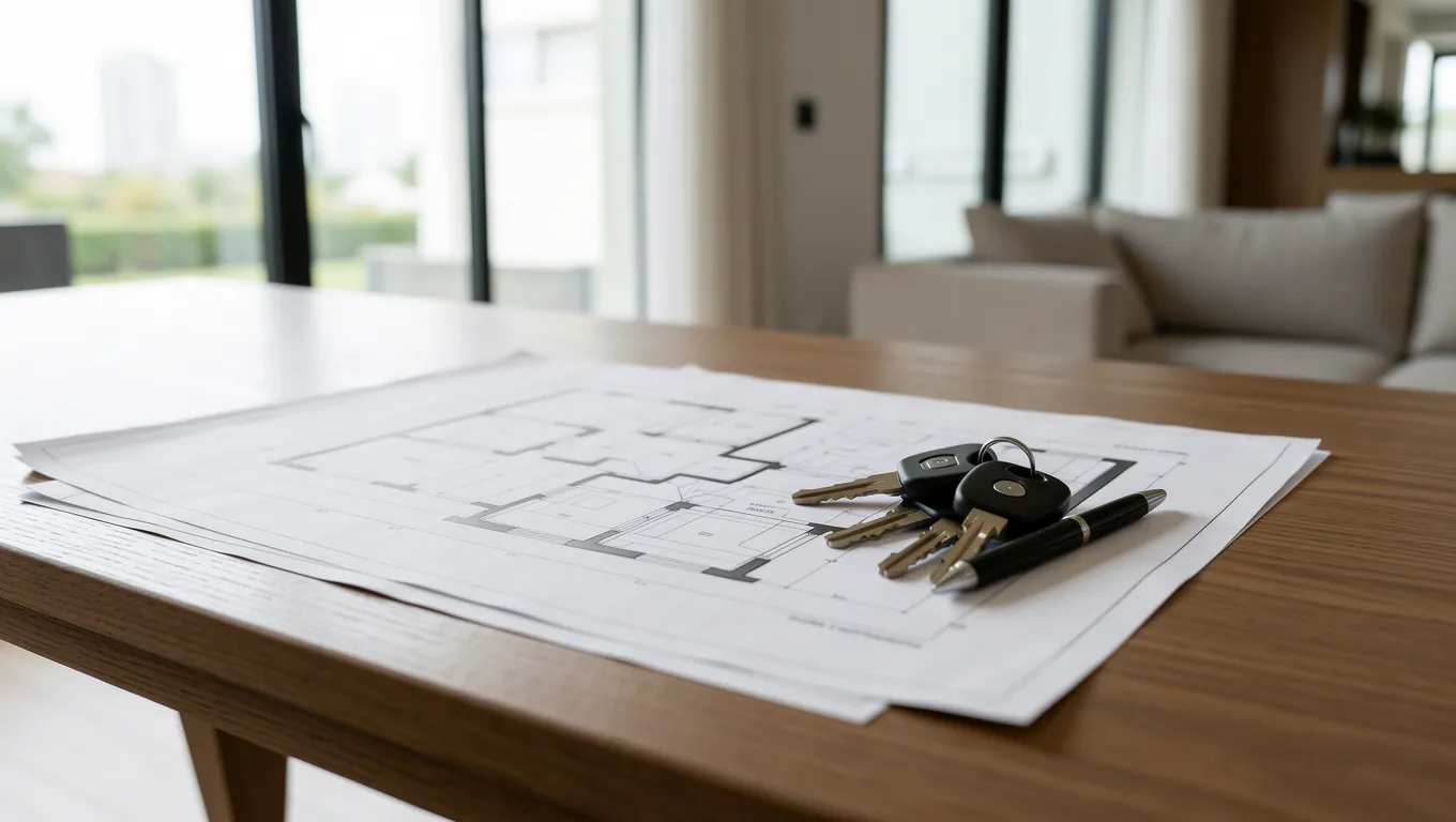 Professional blueprint on a desk representing conventional loans for home improvement