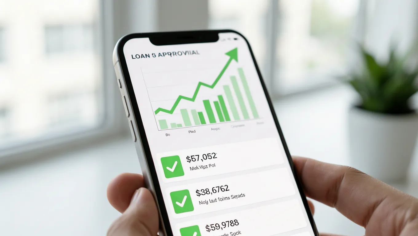 Smartphone displaying fast personal loans online approval status