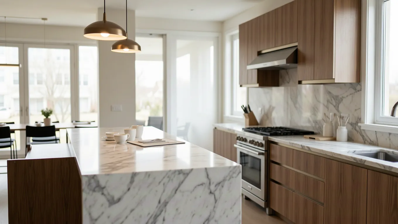 A luxury kitchen renovation scene representing home improvement using large unsecured personal loans.