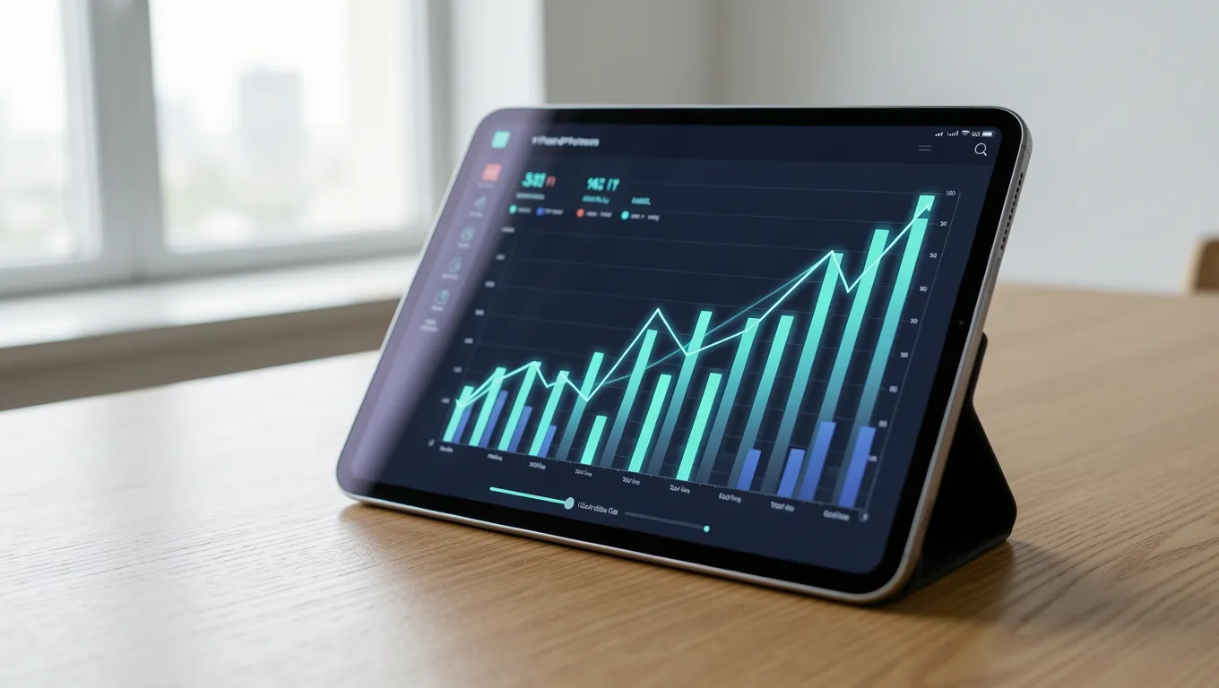Digital tablet showing a financial dashboard representing no credit check loan options.