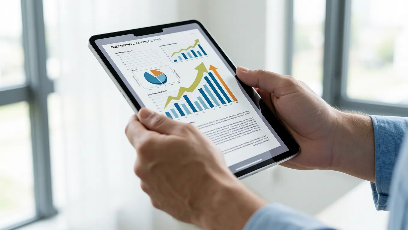 Viewing personal loans for bad credit options on a digital tablet displaying financial data.