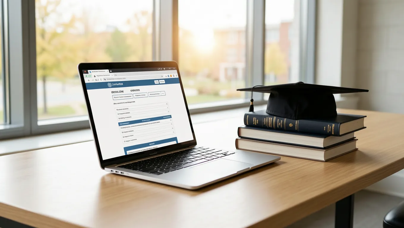 College student desk with laptop and graduation cap for personal loans for tuition