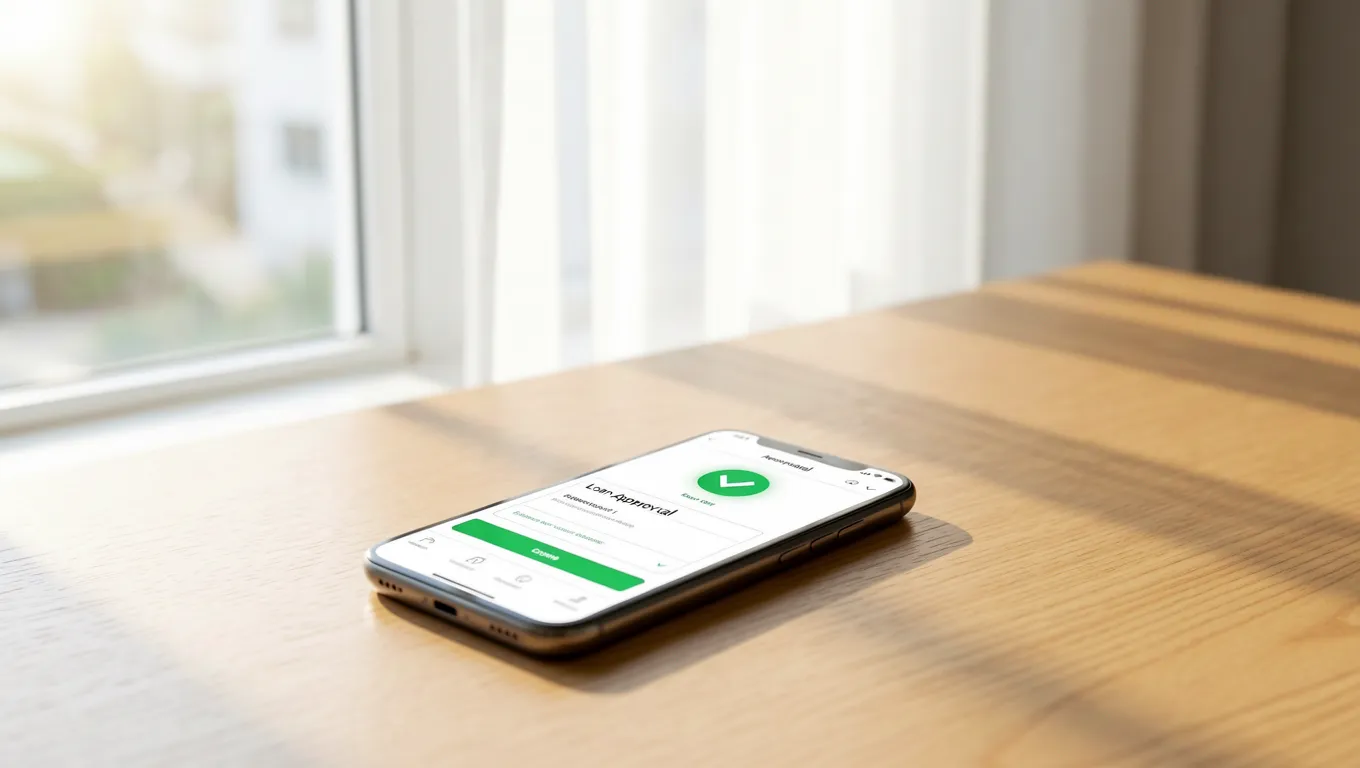 Smartphone displaying instant results for personal loans no credit check instant