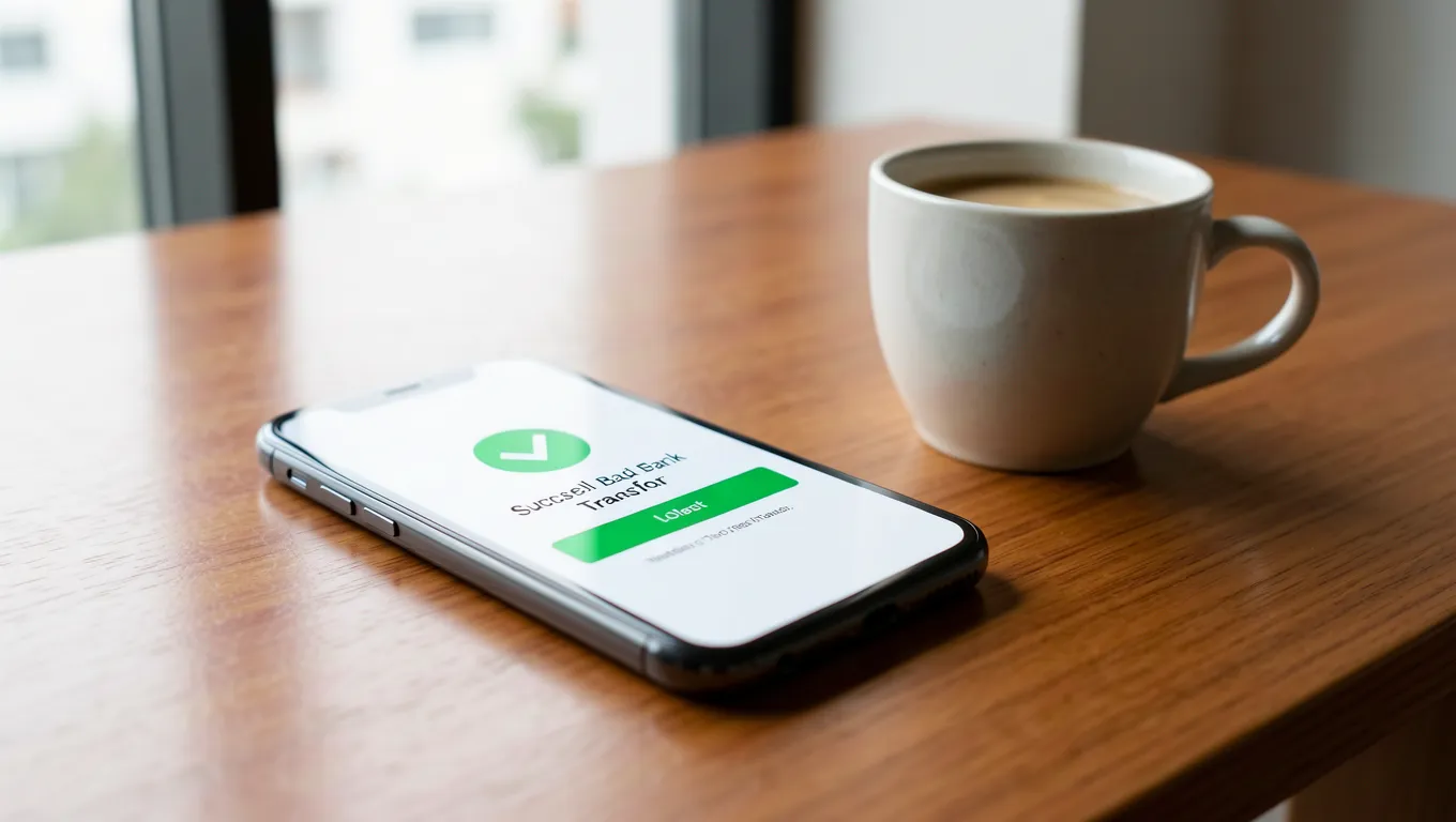 Smartphone showing rapid same day cash personal loans transfer success