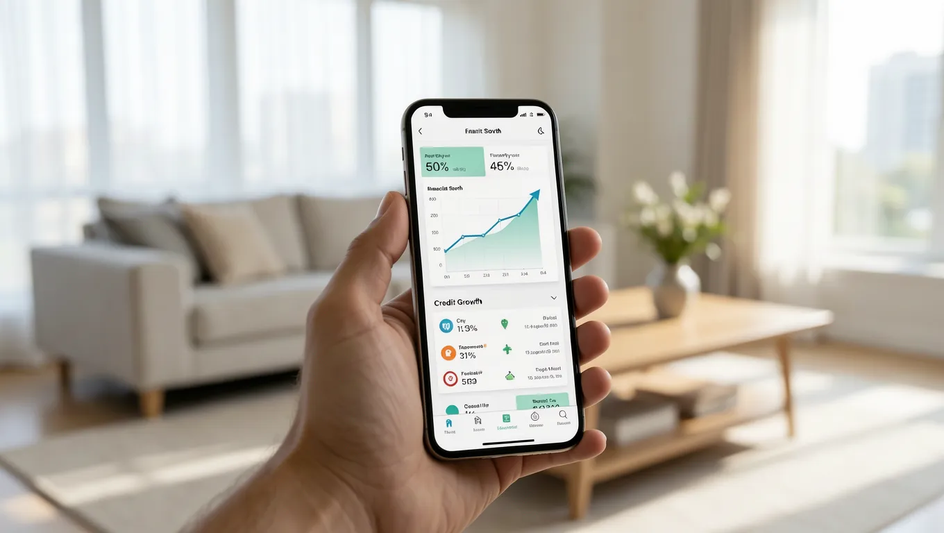 Smartphone showing a growing credit score for unsecured personal loans for bad credit